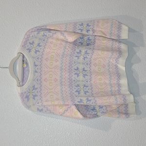 Vintage El Mar California pastel knit full house sweater small cottage 80s